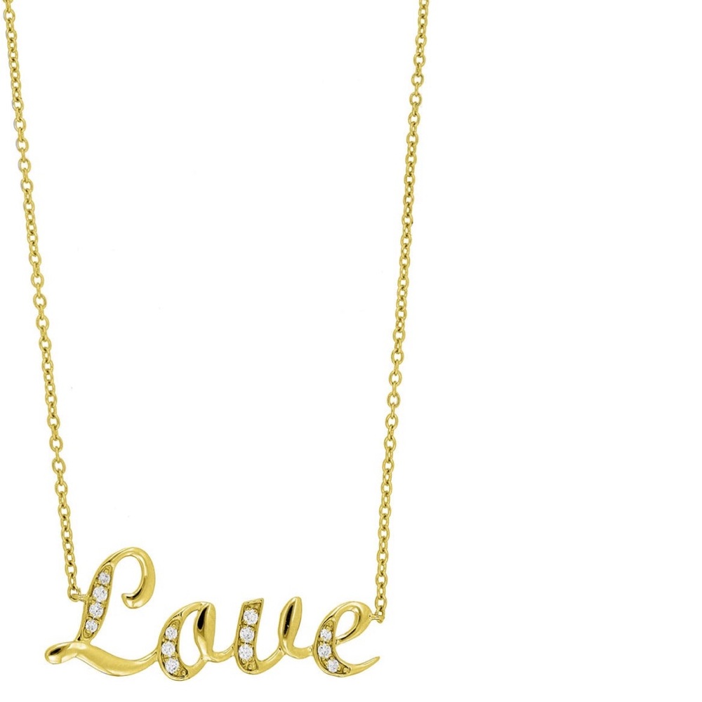 Bony Levy Natural Diamond Love Script Necklace 18k solid yellow gold